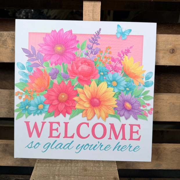 10” Welcome floral sign - AP7434F7