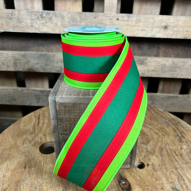 3.25 ”x 10yd Christmas vertical stripe  Wired Ribbon - RGF198306