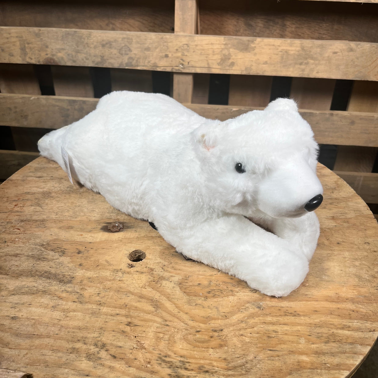 17"L FAUX FUR LAYING ON BELLY￼ POLAR BEAR - XN8159