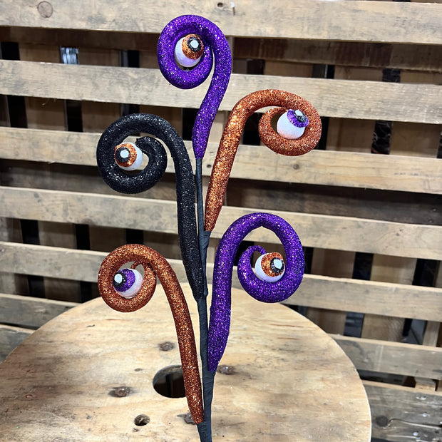 27"L GLITTERED TUBING COIL/EYEBALL SPRAY - HH1397K8