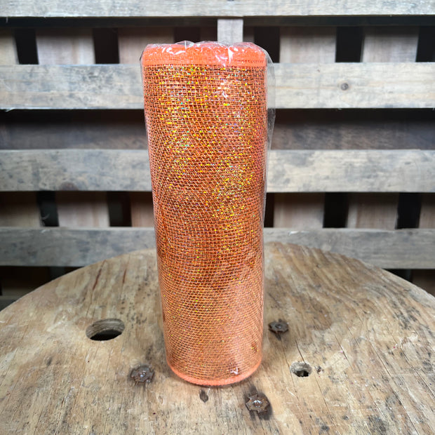 10"X10YD Orange thin foil stripe mesh - RY861320