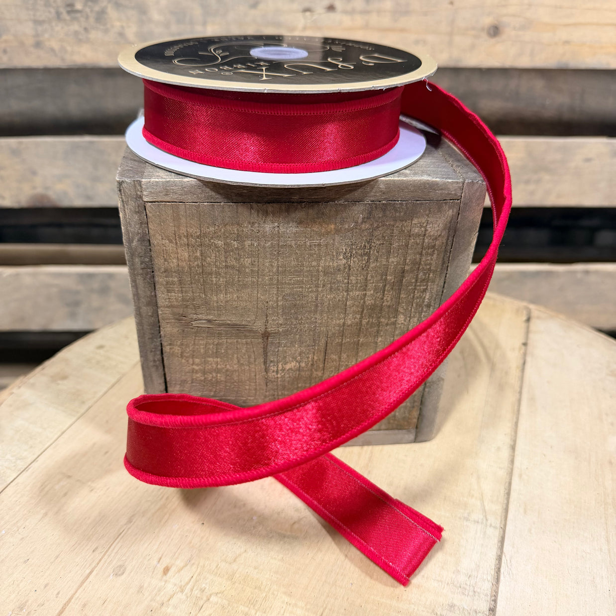 7/8" x 10Y Red satin deluxe Wired Ribbon - LX400424