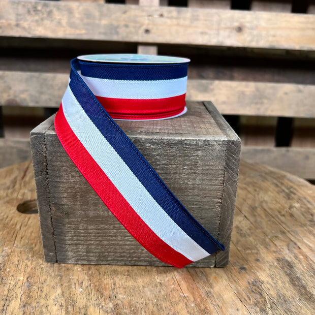 1.5"X10YD FAUX 3-IN-1 VERTICAL STRIPE - RED/WHITE/BLUE - RGE1608A1