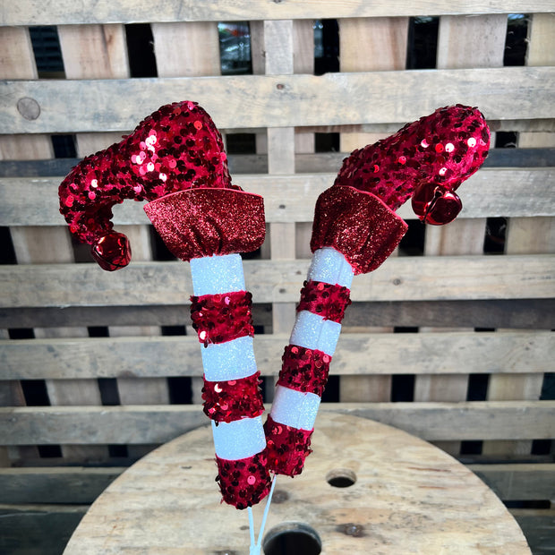 27.5” Red/White Elf Legs Spray - RPQ253327