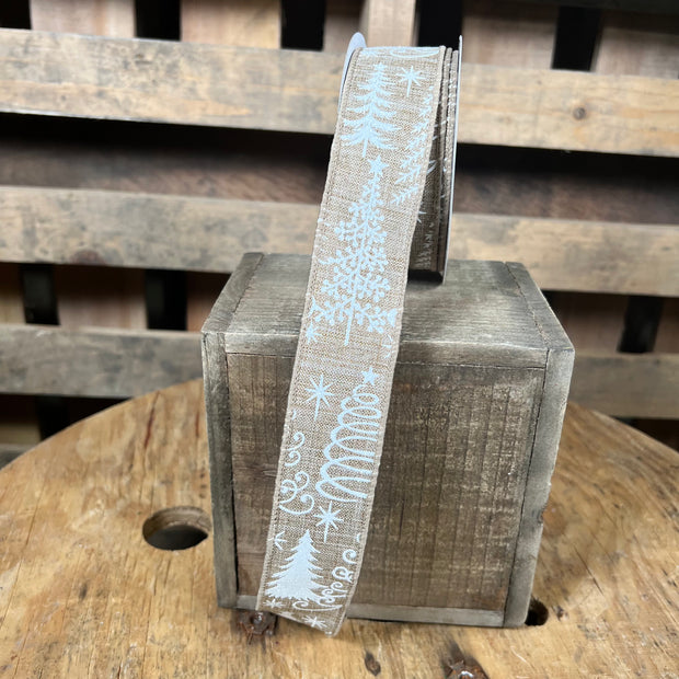 1.5"X10YD natural Christmas tree Wired Ribbon - RGE162001