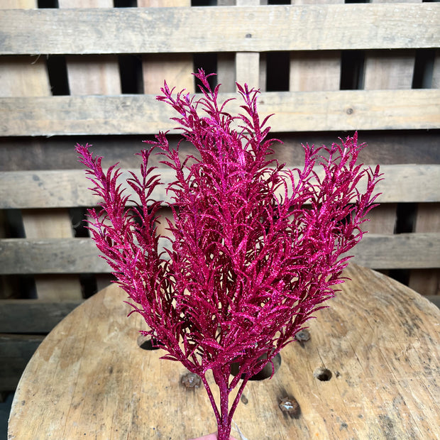 13 Inch hot pink glitter rosemary bush  - xx970411