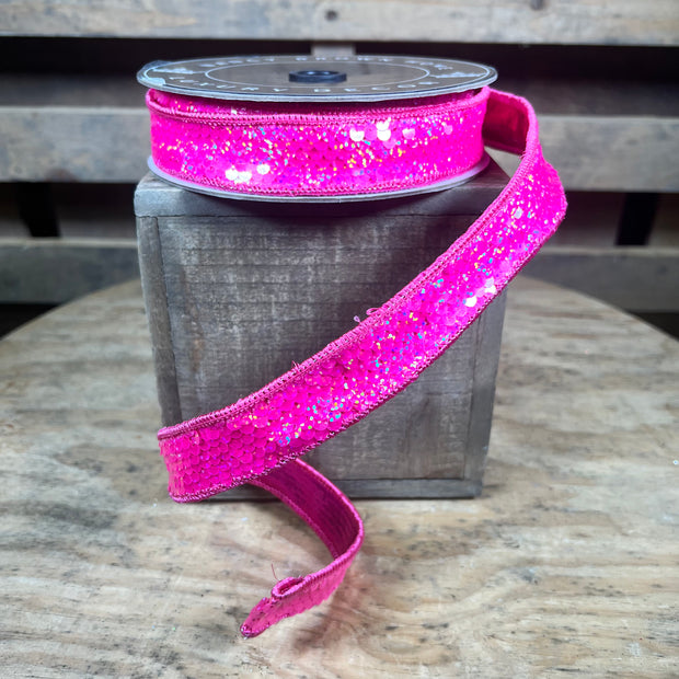 1” x 10y pink sequin designer ribbon - 25P24211