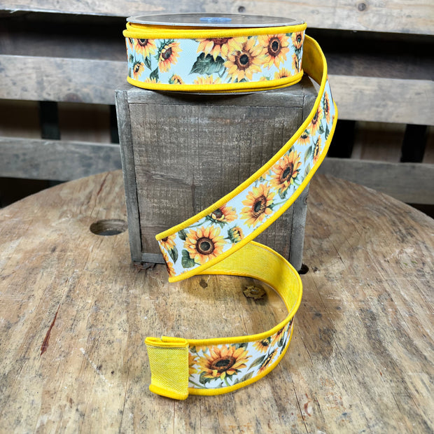 1.5” x 10yd Sunflower designer ribbon - LX1029