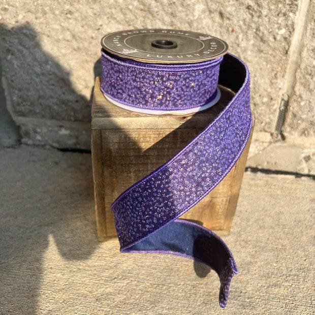 1.5” x 10yd Purple glitter shimmer  designer ribbon - 2560011