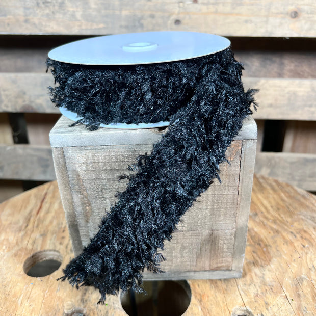 1.5"X10YD black fuzzy Wired Ribbon - RN588402