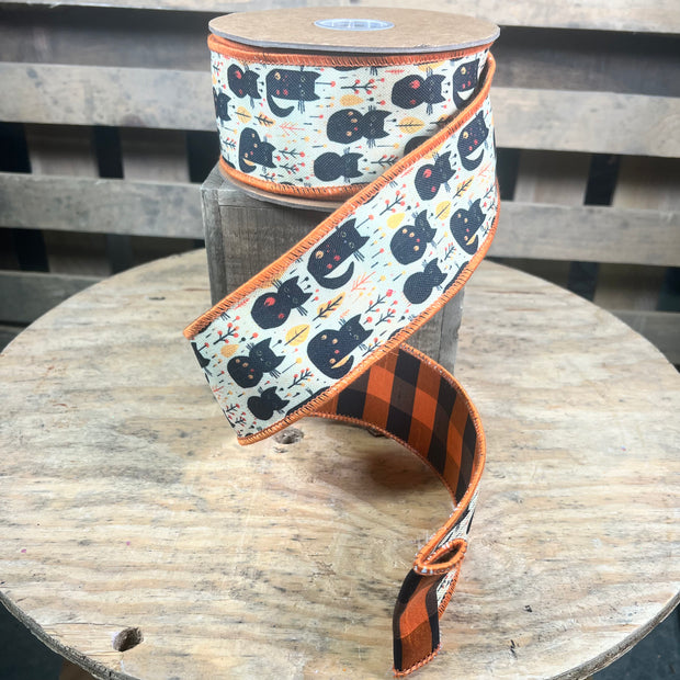 2.5” x 10yd halloween cat w/ check ￼
Backing - 6921W-644-63E