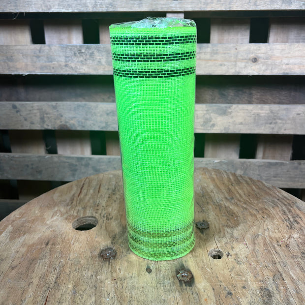 10"X10YD LIME GREEN FOIL BOARDER STRIPE  MESH - RE850271