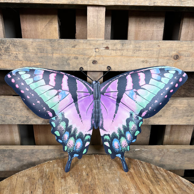 13.5"L METAL EMBOSSED BUTTERFLY SIGN - PURPLE/PINK/GRN/BLUE/BLK - MD1363H2