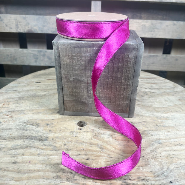 1” x 10yd Shimmer Satin Fushia
with Fushia Backing -