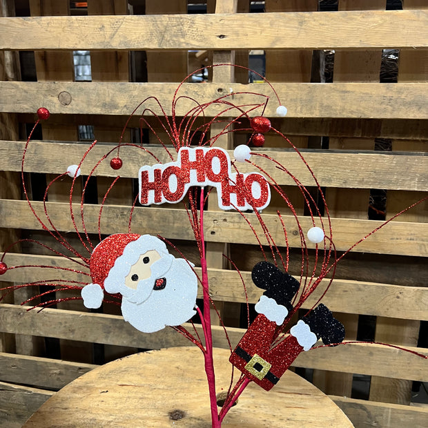 25"H HO-HO-HO SANTA/BALL SPRAY - XP3703