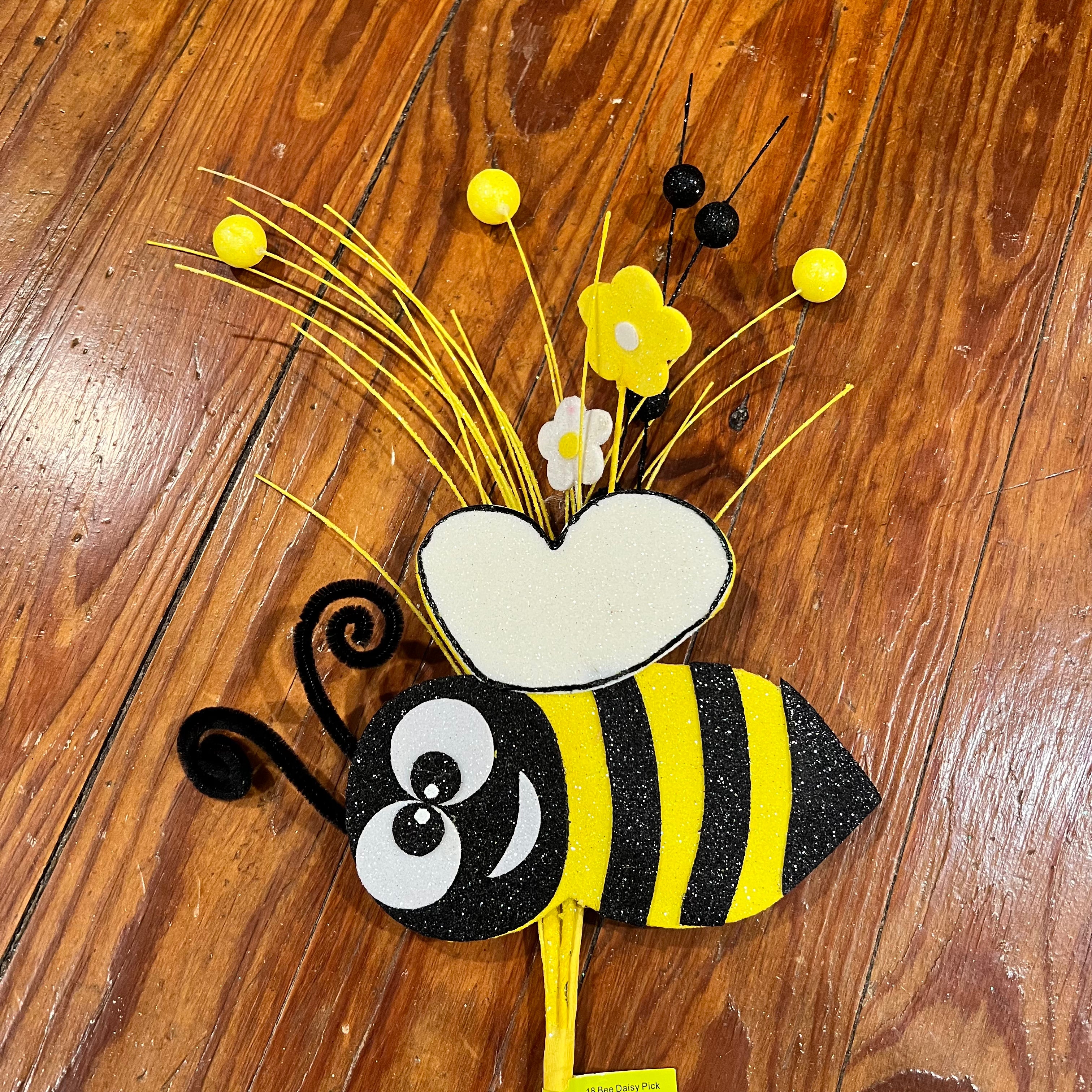 Bee R 18 Inch 18 inch glitter bumble bee pick - 62123YW – MB Crafts