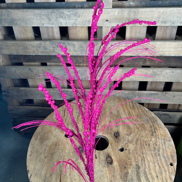 36" Pink Glitter berry Twig Spray - QG221513