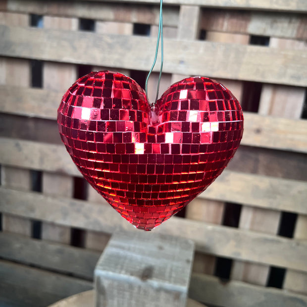 4.75" Red Shiny Mirror Heart Ornament - MC253203W