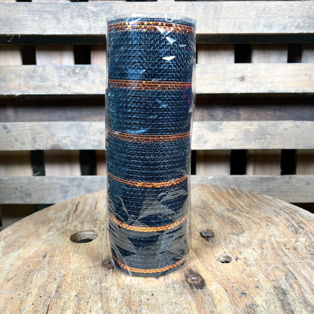 10" x 10Y black and orange tinsel jute mesh - RY8332E7