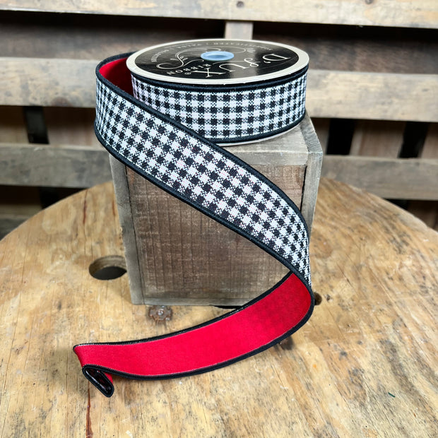1.5” x 10yd mini check with red backing d’lux ribbon - LX6004X6
