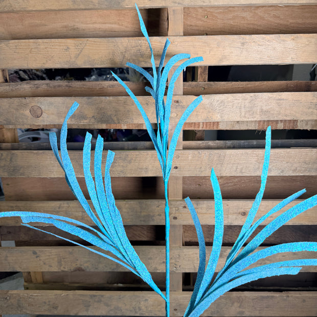 31"L GLITTERED/PAPER GRASS SPRAY -  BRIGHT BLUE  - XS110003