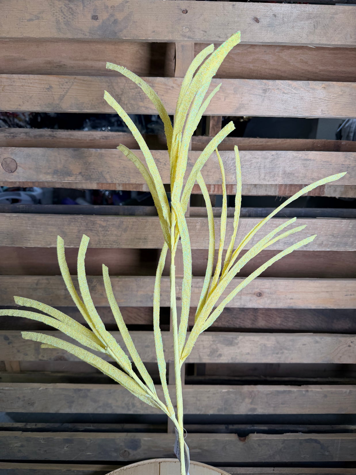 31"L GLITTERED/PAPER GRASS SPRAY - Yellow - XS110029