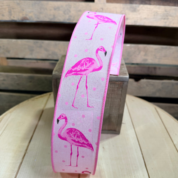 2.5" x 10Y flamingo Wired Ribbon - RG0169815