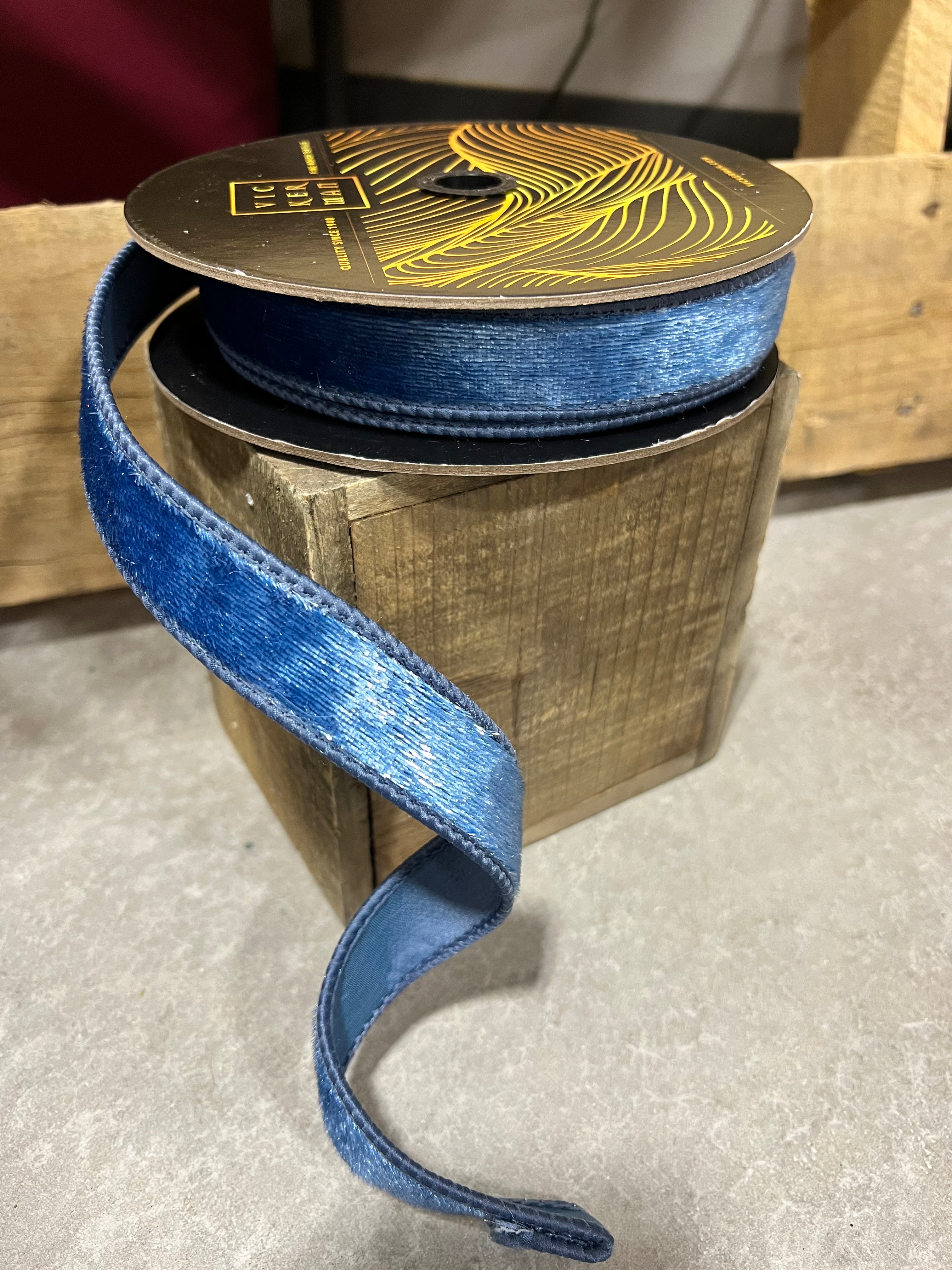 1” x 10y Periwinkle luster velvet designer ribbon - QK259129