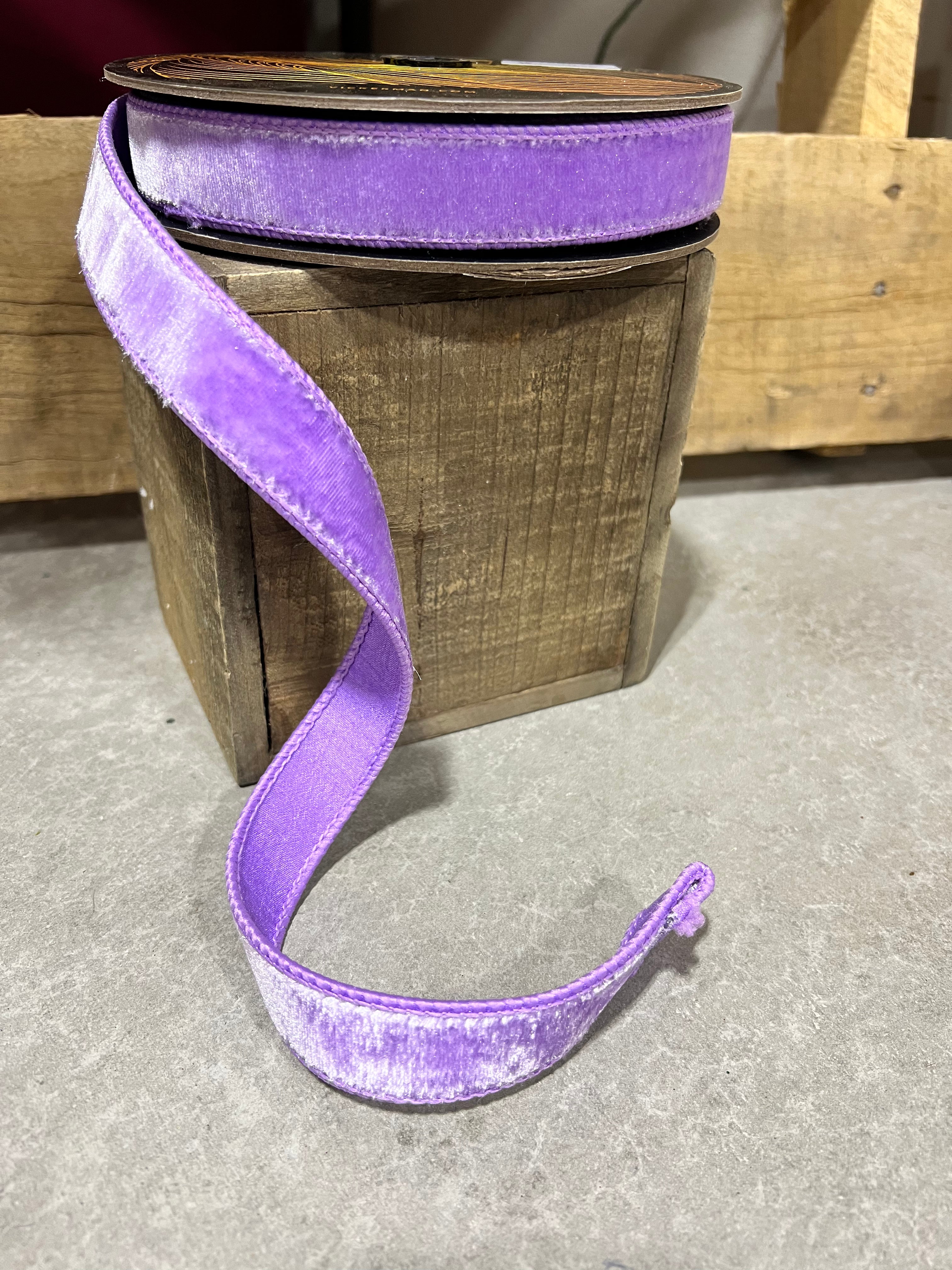 1” x 10y Lavender velvet designer ribbon - QK258686
