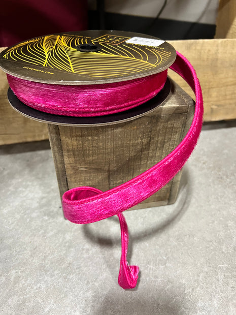1” x 10y Hot Pink luster velvet designer ribbon - QK259159