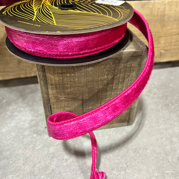 1” x 10y Hot Pink luster velvet designer ribbon - QK259159