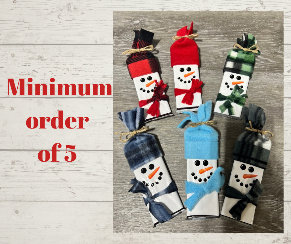 Minimum order of 5 - Hershey bar snowmen
