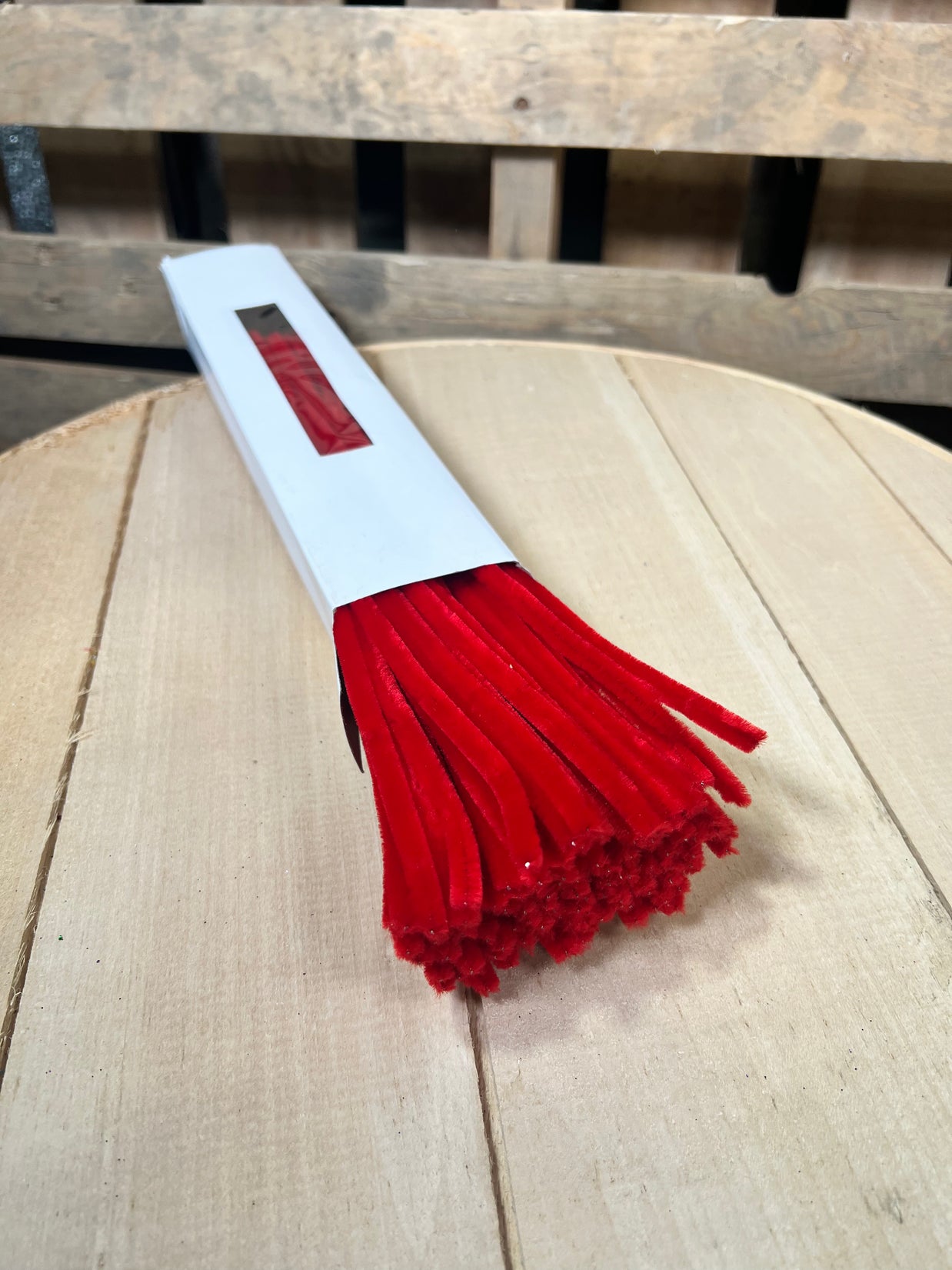 12” by 6MM red chenille pipe cleaner stems - 100 pack - MA200124