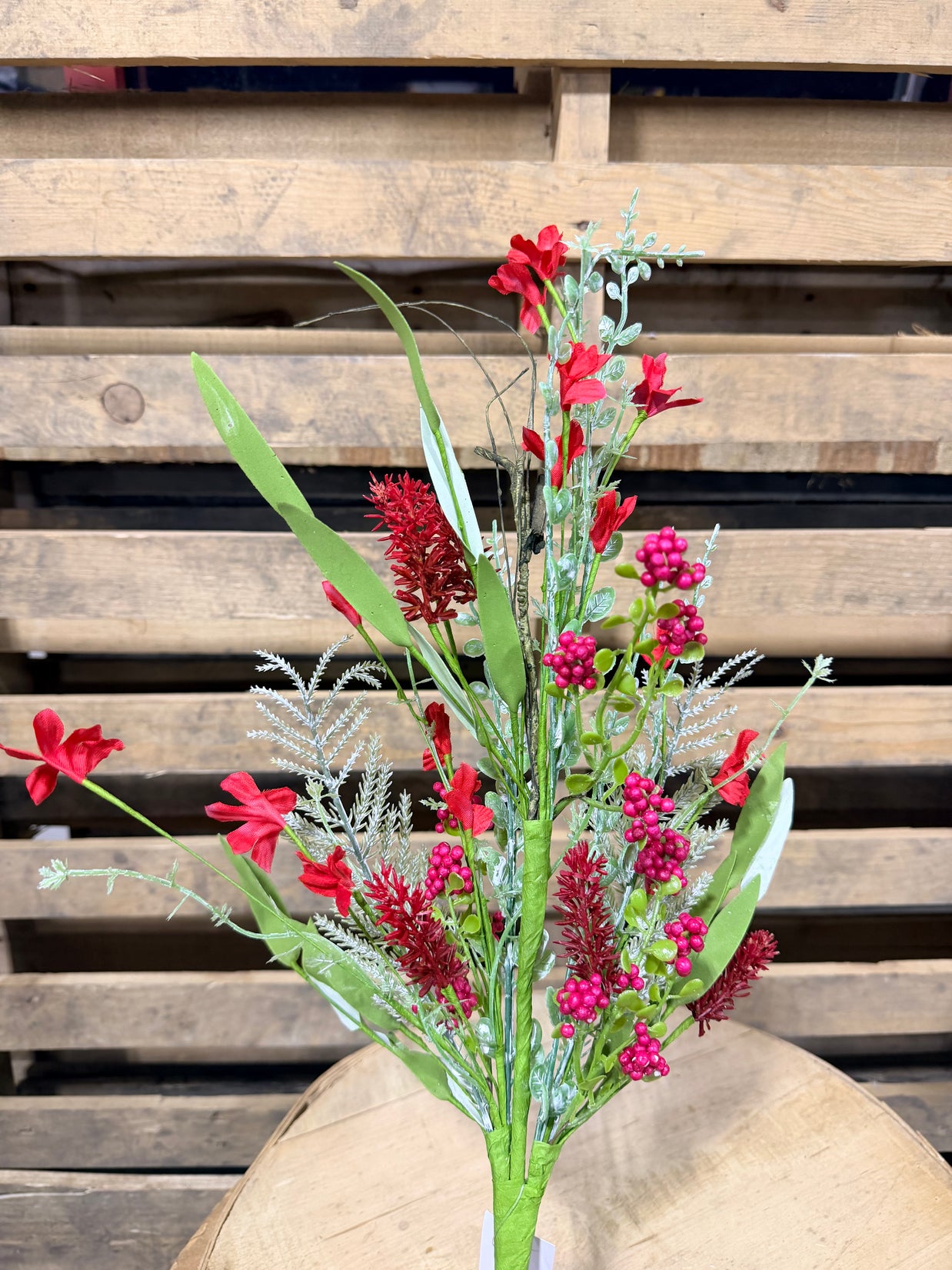 24” Red floral bush - FH807124