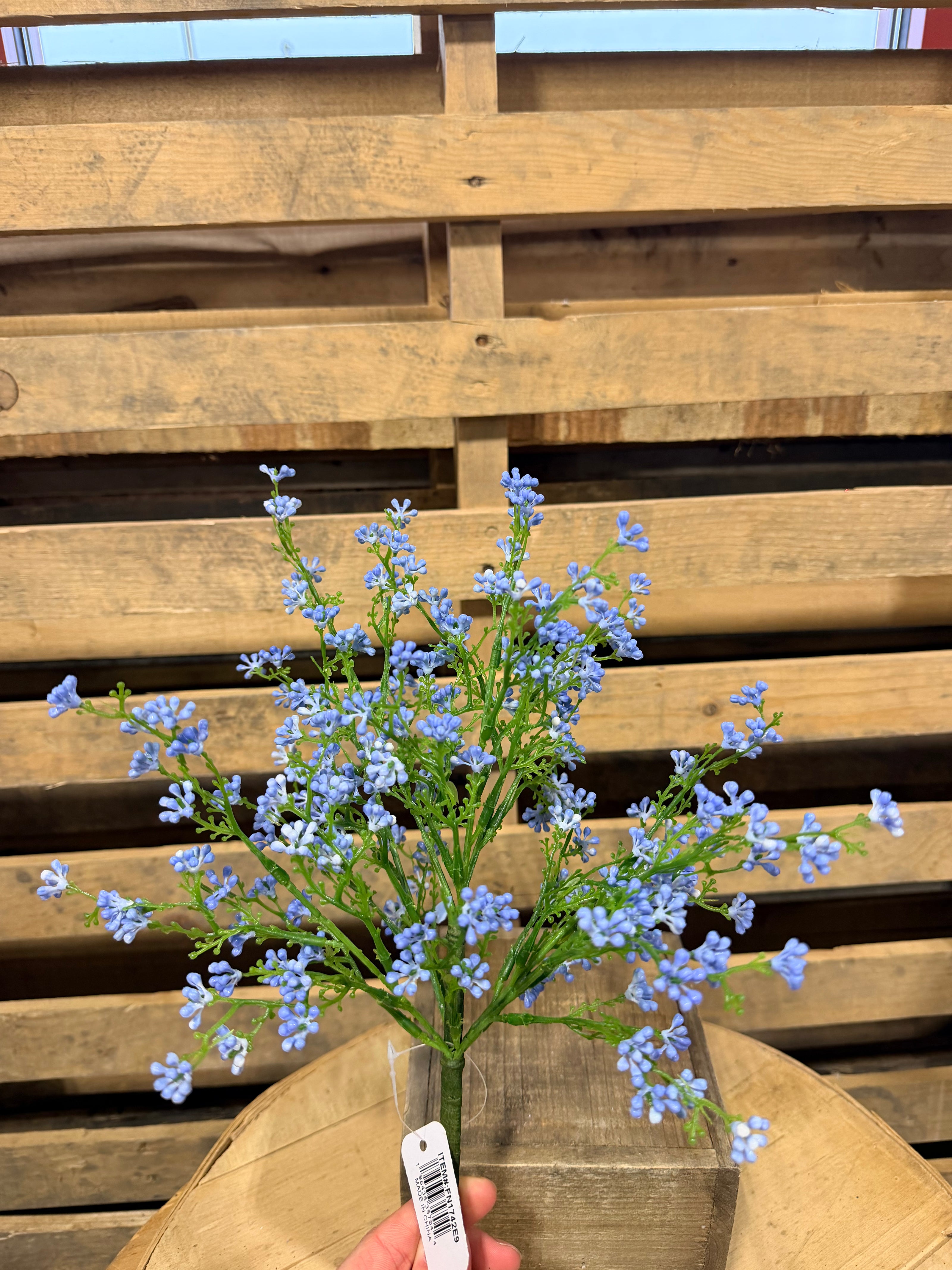 14.5” light blue flower bud bush - FN1742E9