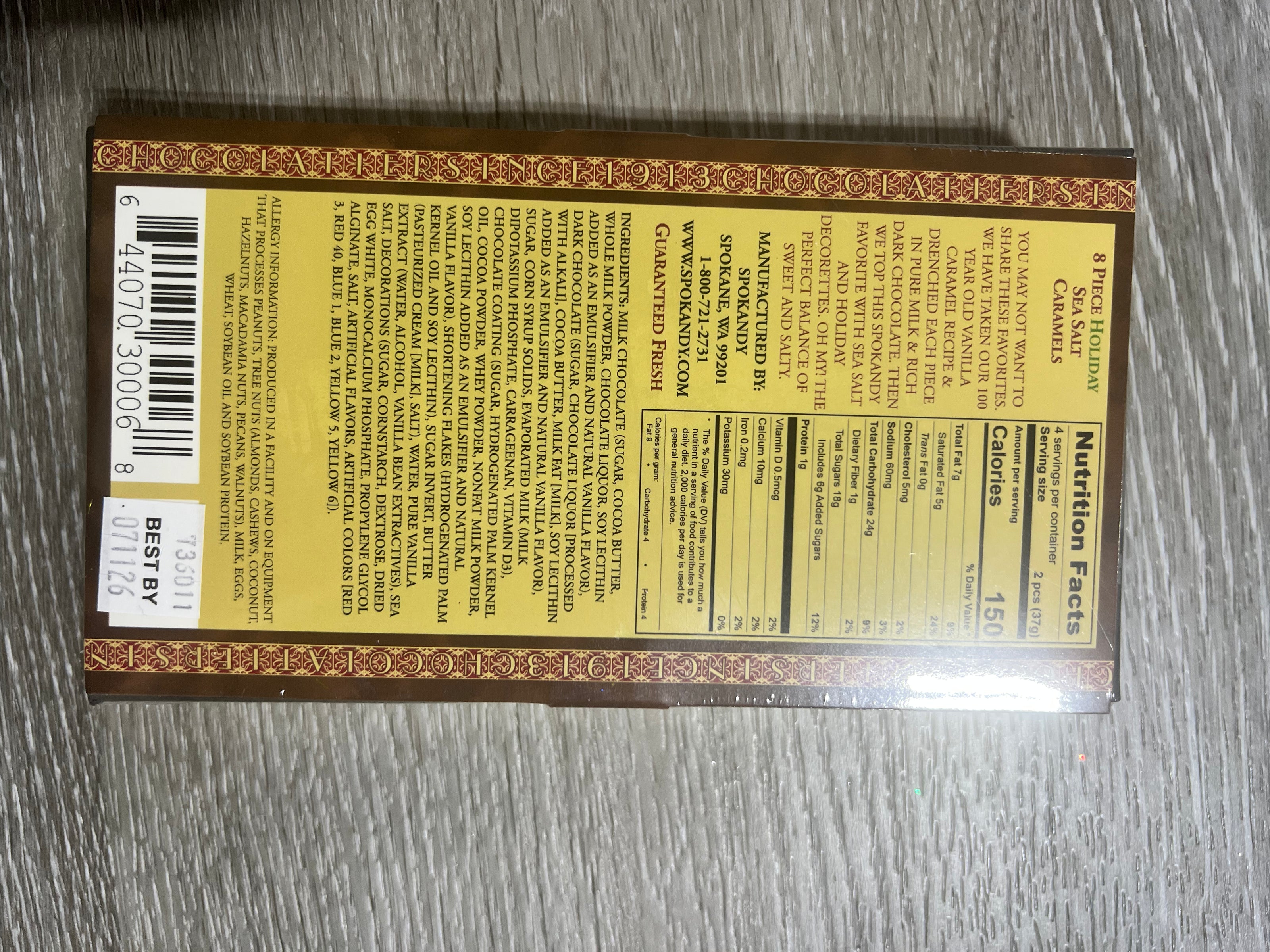 8 piece sea salt Carmel , Valentine’s Day rectangle, chocolate box - WV2676SEA