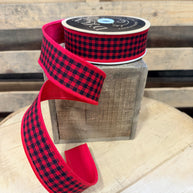1.5” x 10yd Red and black mini check  dlux ribbon - LX600424