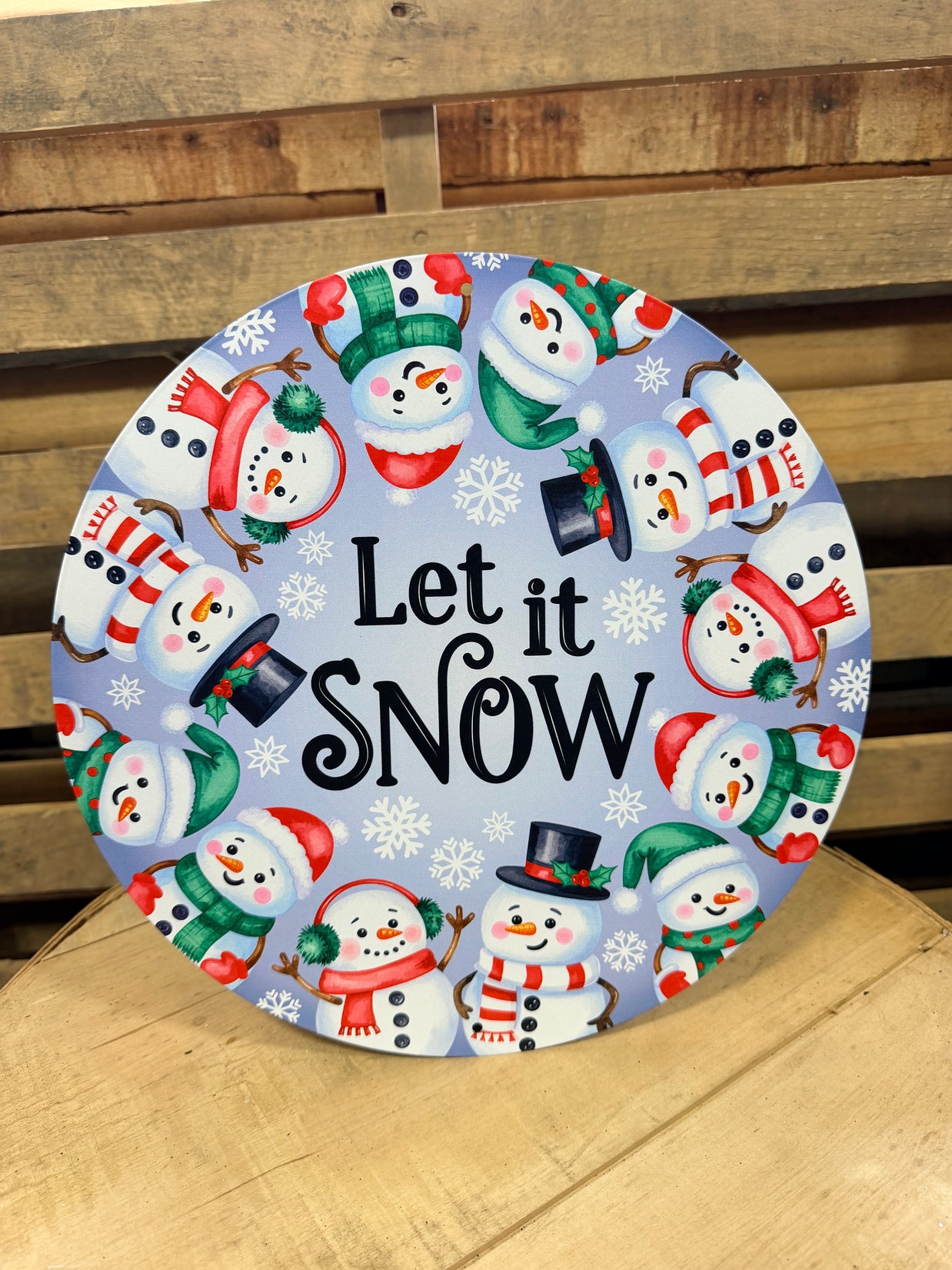 12”  Let it snow snowman Christmas  sign - MD1896M2
