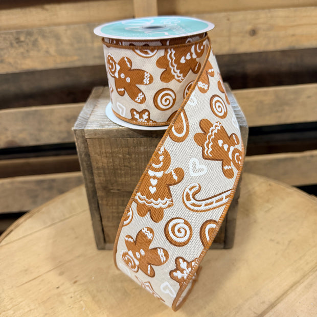 2.5" x 10Y Gingerbread Wired Ribbon - RGH136527