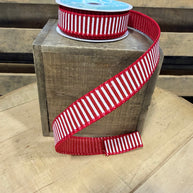 7/8” x 10Y Red and white stripe Wired Ribbon - RG778024