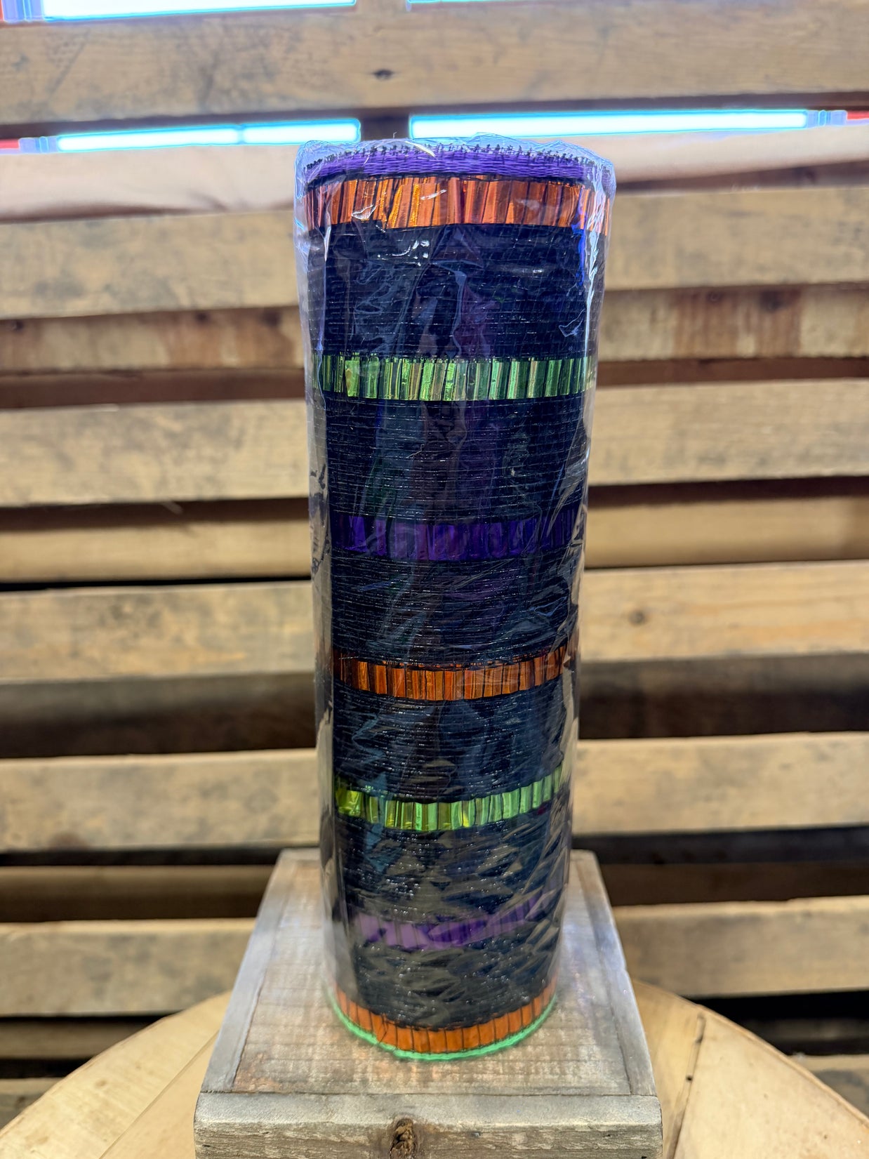 10" x 10Y Halloween foil stripe mesh - RY851476