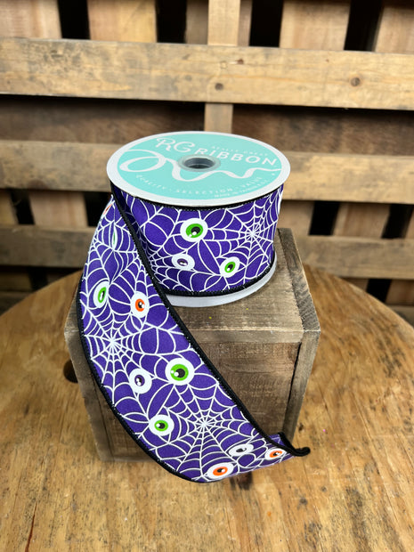 2.5 "X10YD purple eyeball spiderweb Wired Ribbon - RGF183623