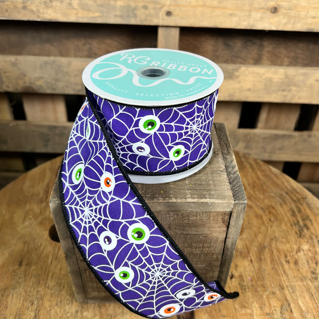 2.5 "X10YD purple eyeball spiderweb Wired Ribbon - RGF183623