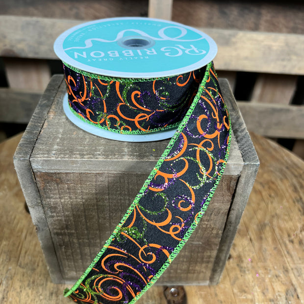 1.5"X10YD Wimsicle Halloween  swirl Wired Ribbon - RGF133202