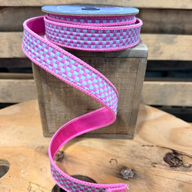 1.5” x  10yd Pink and Blue  farrasilk Wired Ribbon - RK848-14