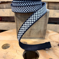1.5” x  10yd Black and white  farrasilk Wired Ribbon - RK848-90
