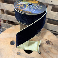 2.5” x 10y Black velvet Gold backed designer ribbon - QK241565