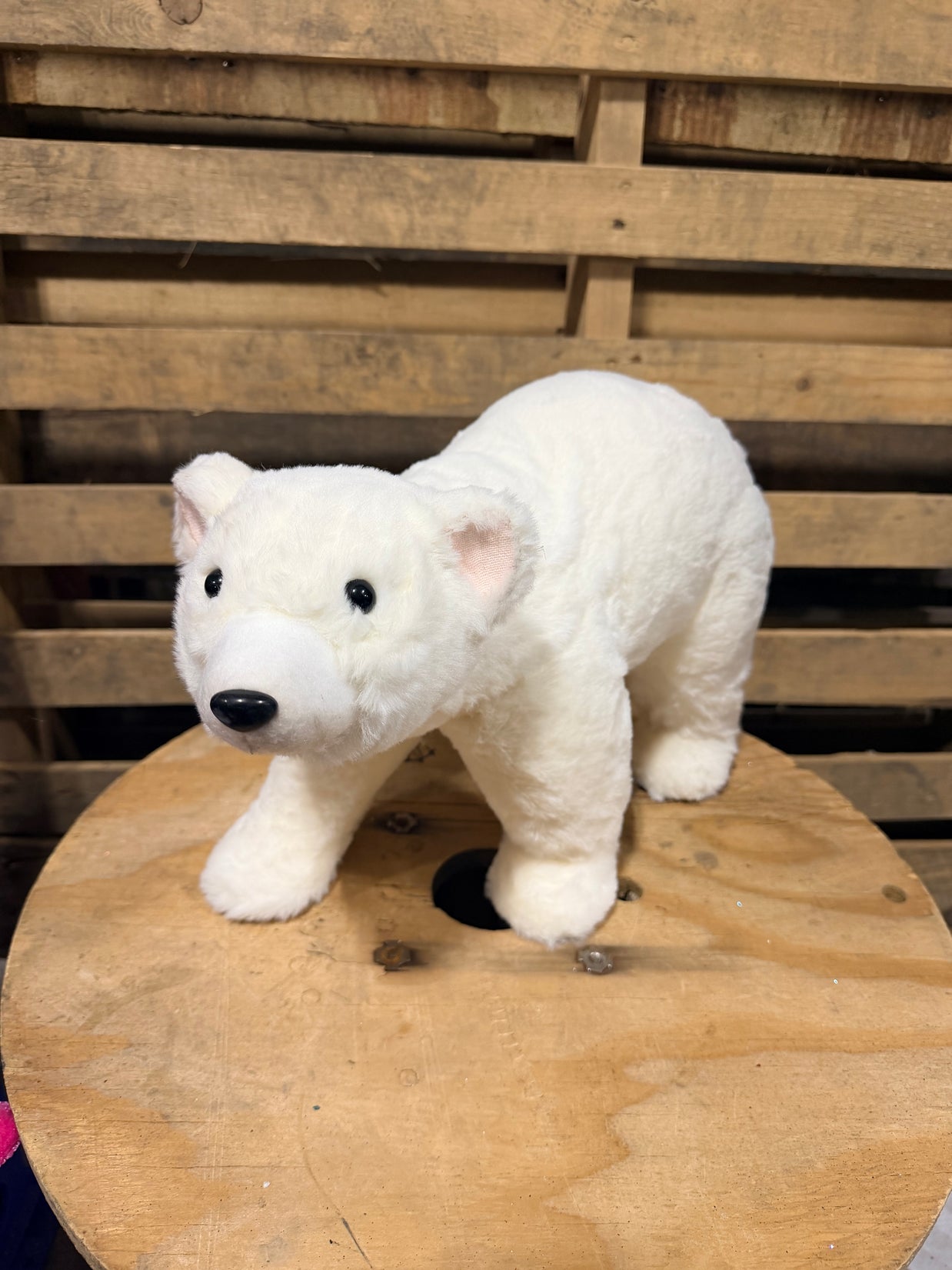 17"L FAUX FUR STANDING￼ POLAR BEAR - XN8161