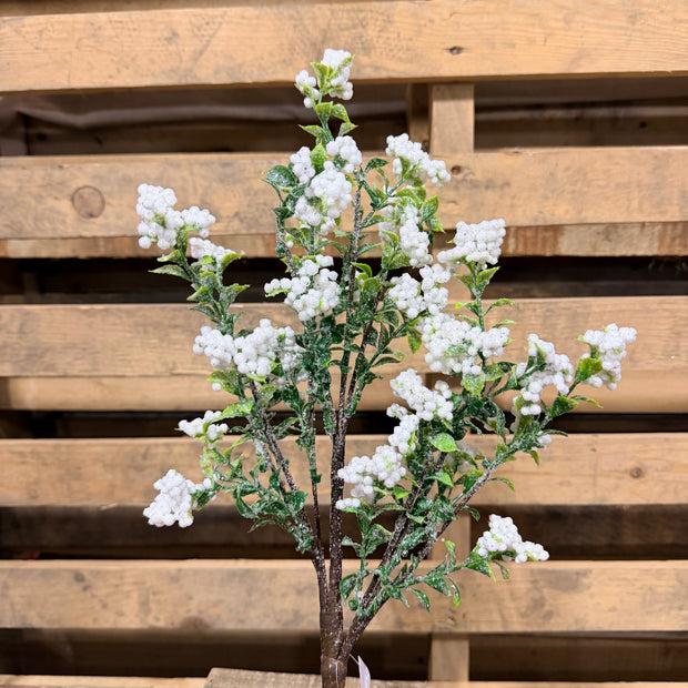 18” White glitter berry  spray - EC437427