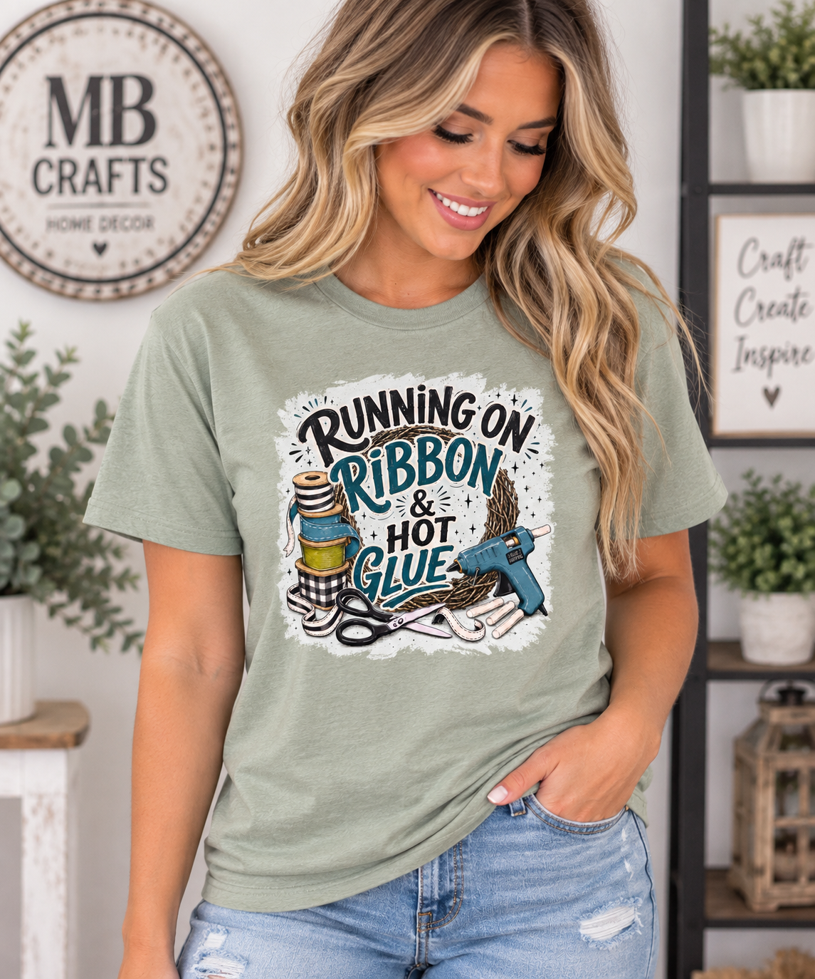 Running on ribbon and hot glue T-shirt ￼